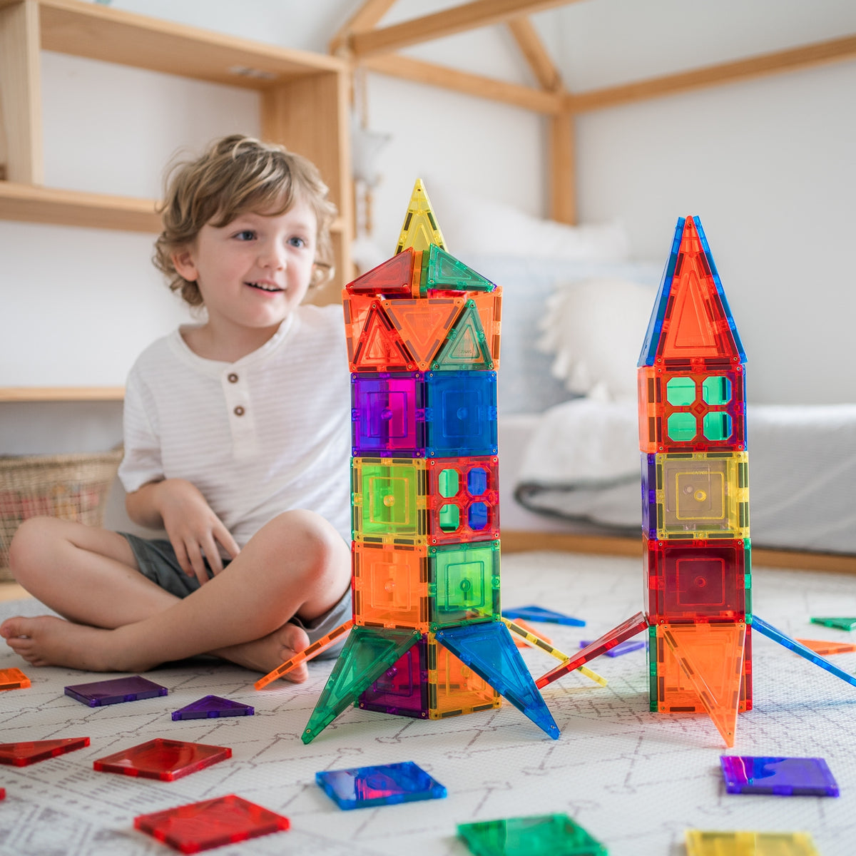 Learn & Grow Toys - Magnetic Tiles - Builders Pack (110 Piece)