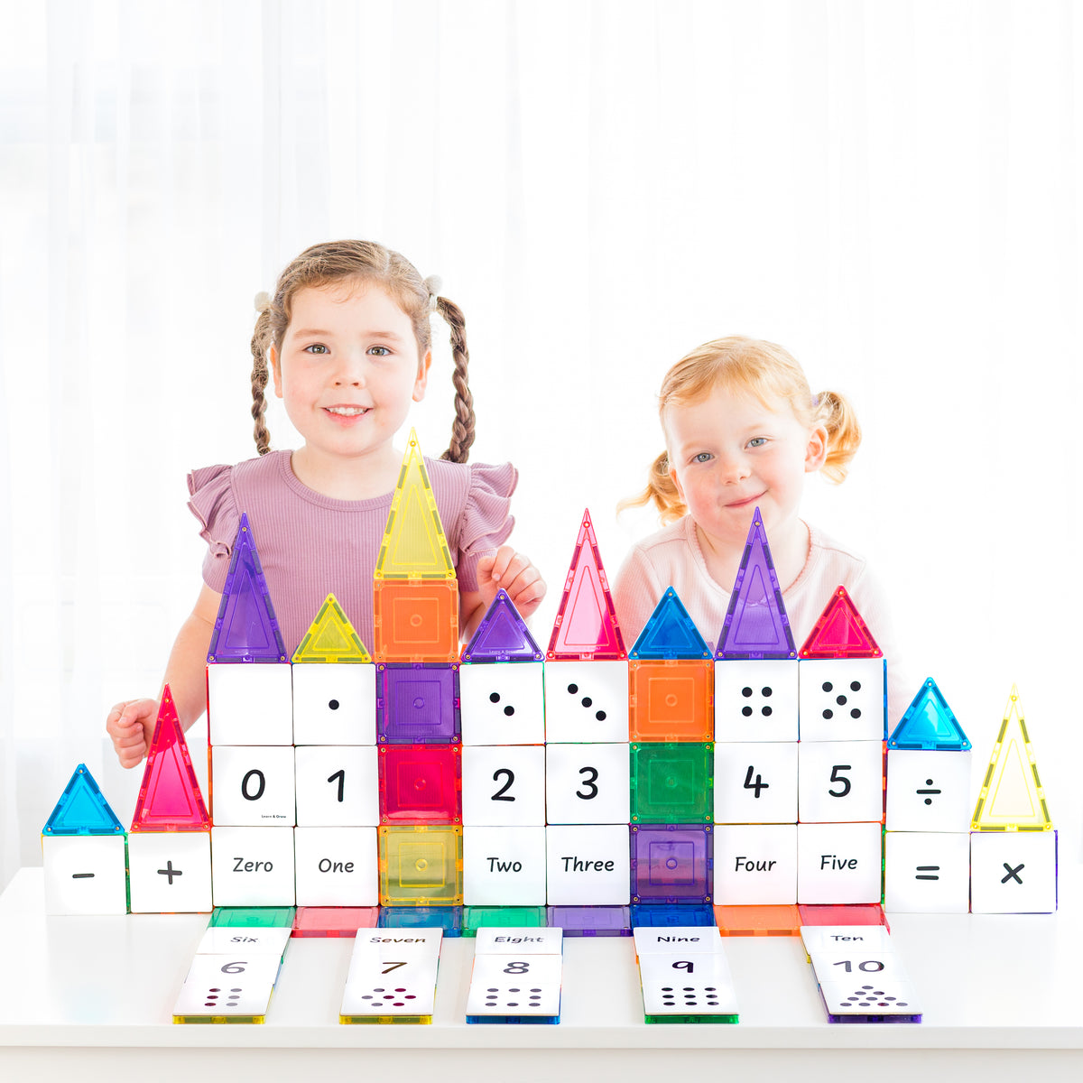 40 Pieces Tile Toppers Numbers Pack - Children with Colourful Number Castle