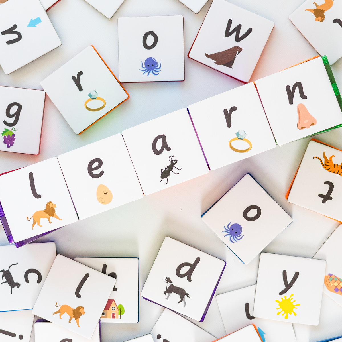 40 Pieces Tile Toppers Lower Case Alphabet Pack - Colourful Alphabet Tiles