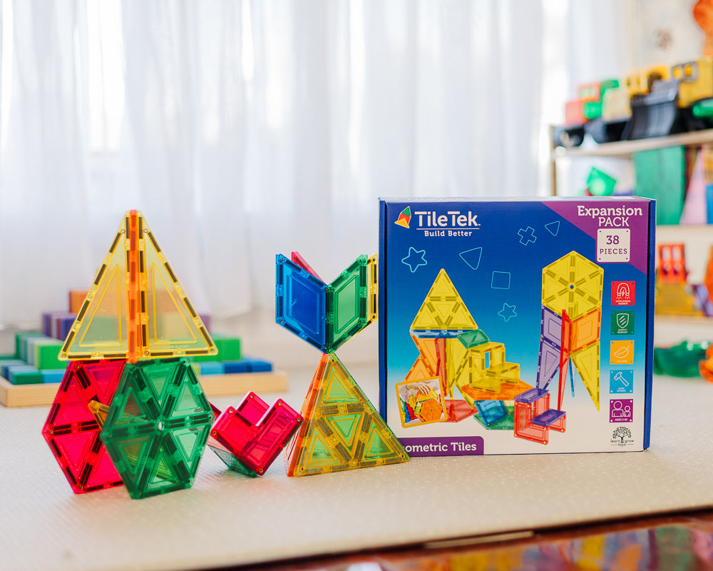 38 Pieces Geometric Tiles - Colourful Geometric Constructions