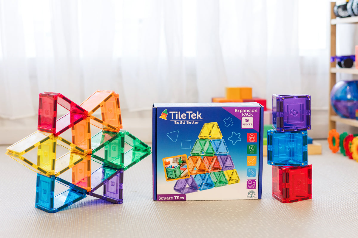 36 Pieces Square Tiles - Product & Packaging