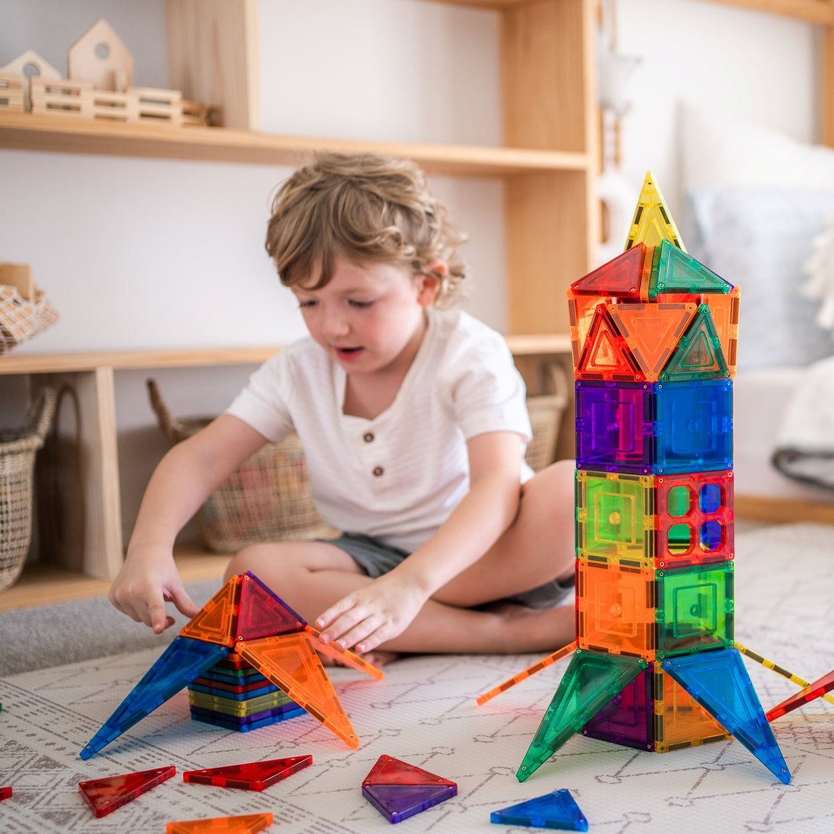 Learn & Grow Toys - Magnetic Tiles - Builders Pack (110 Piece)