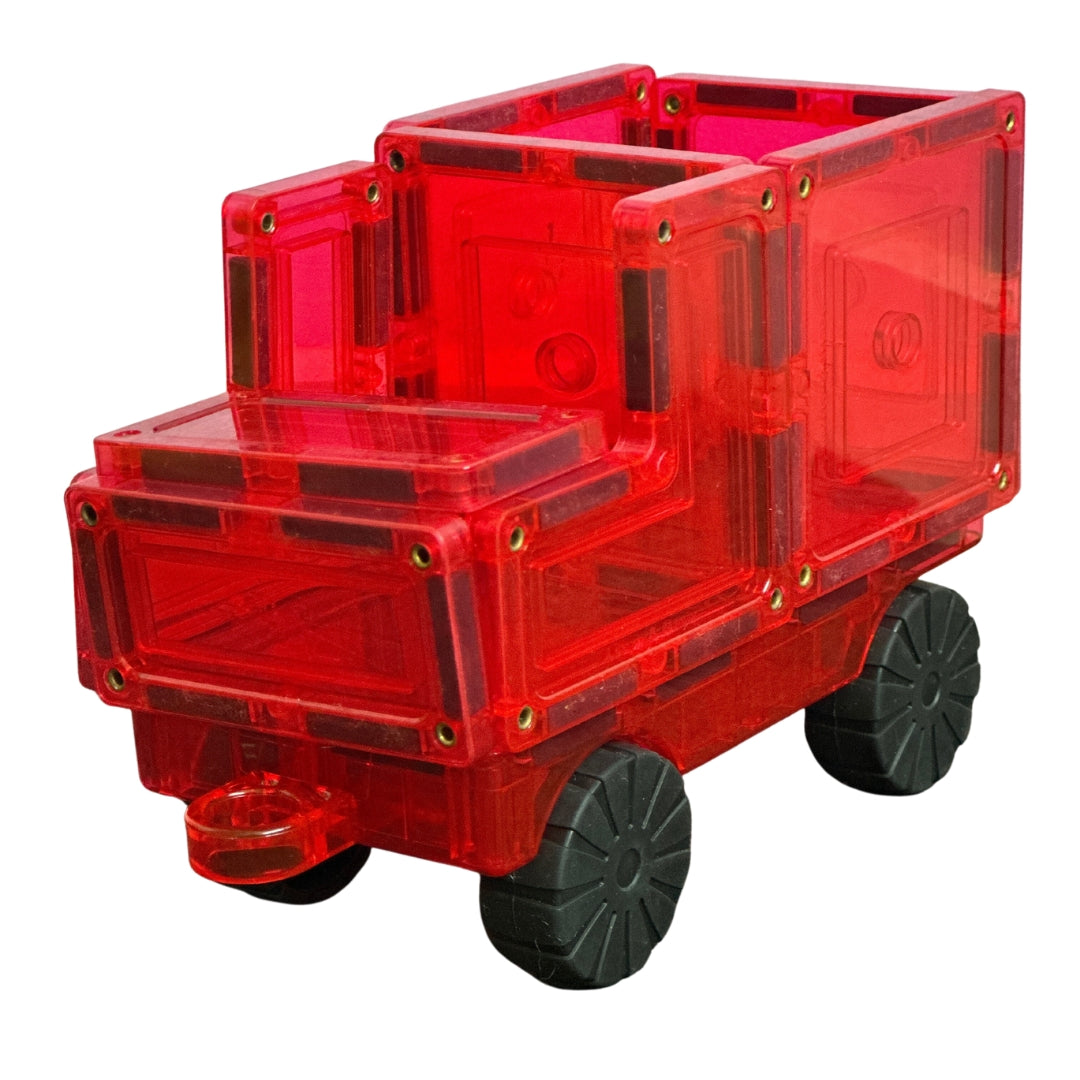 2 Pieces Car Base - Red Car Base with Magnetic Tile Construction