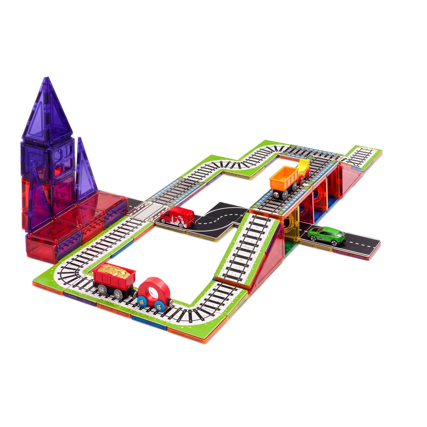 Learn & Grow Toys - Επάνω μέρος μαγνητικού πλακιδίου - Πακέτο σιδηροδρομικής γραμμής (36 τεμάχια)