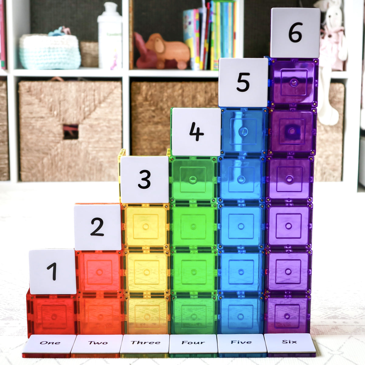 40 Pieces Tile Toppers Numbers Pack - Rainbow Number Staircase