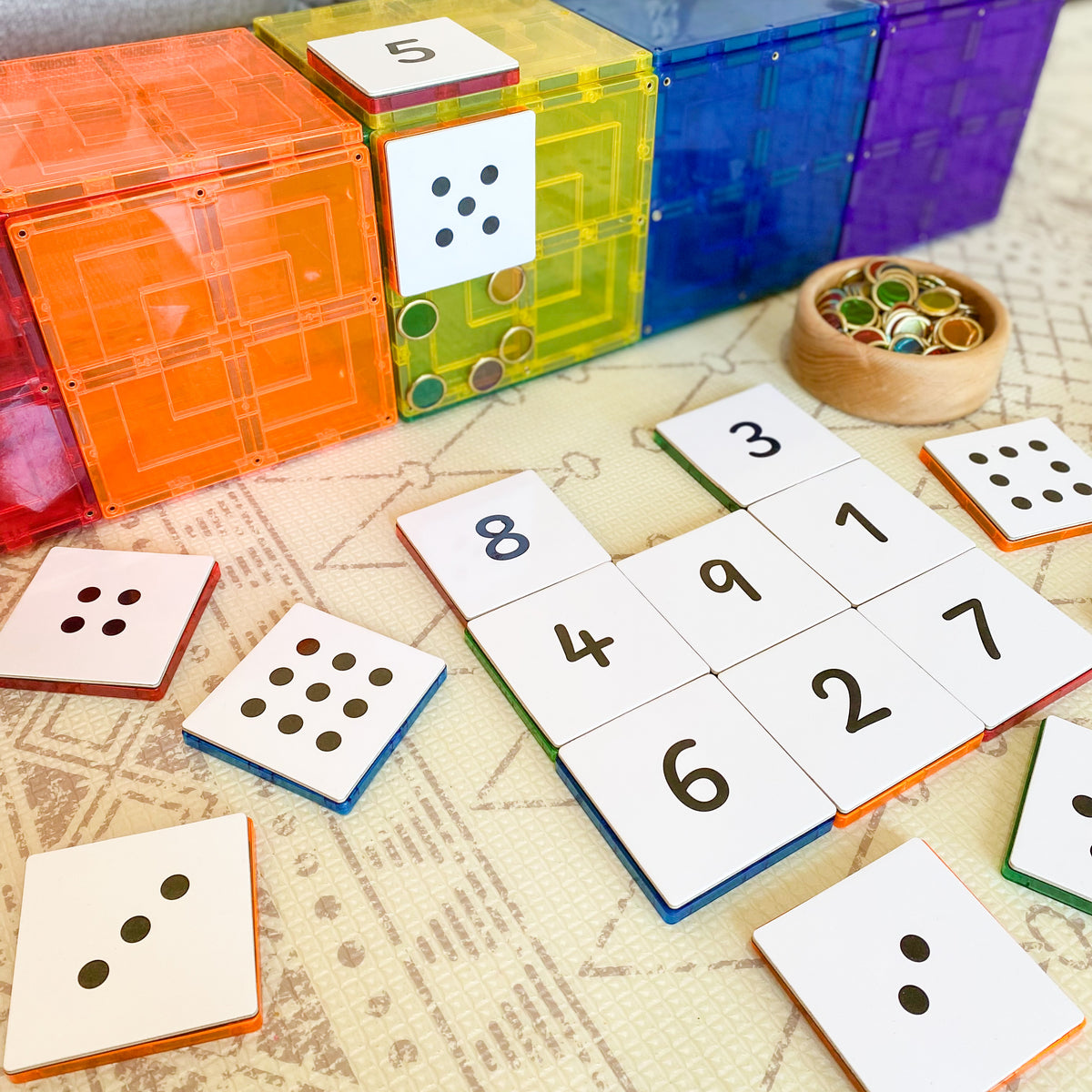 40 Pieces Tile Toppers Numbers Pack - Numbers & Counting Play Setup