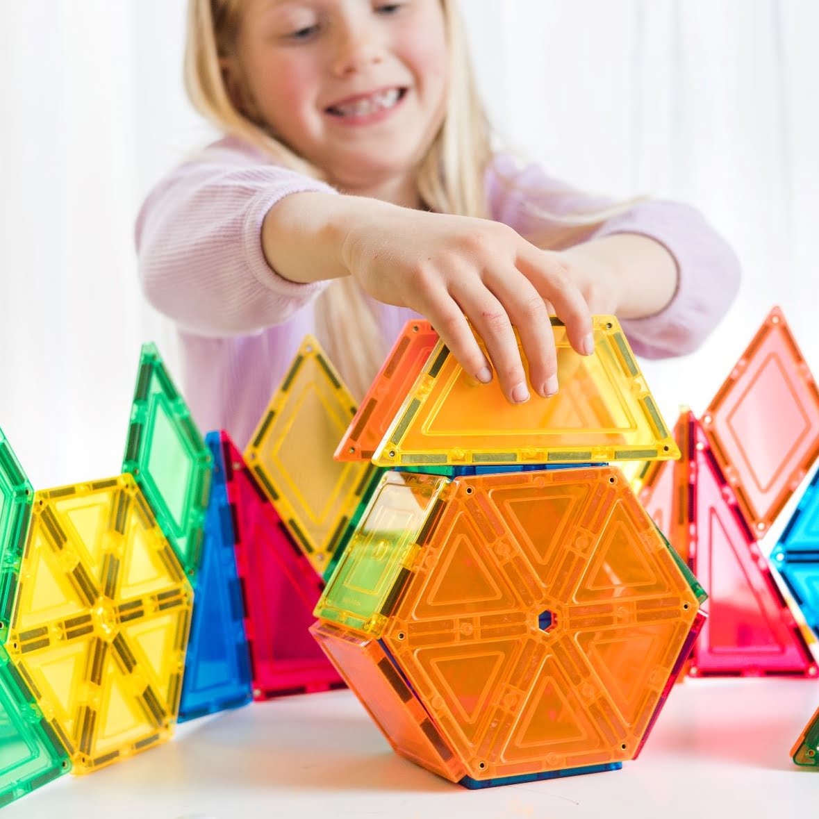 38 Pieces Geometric Tiles - Child Building with Colourful Shapes