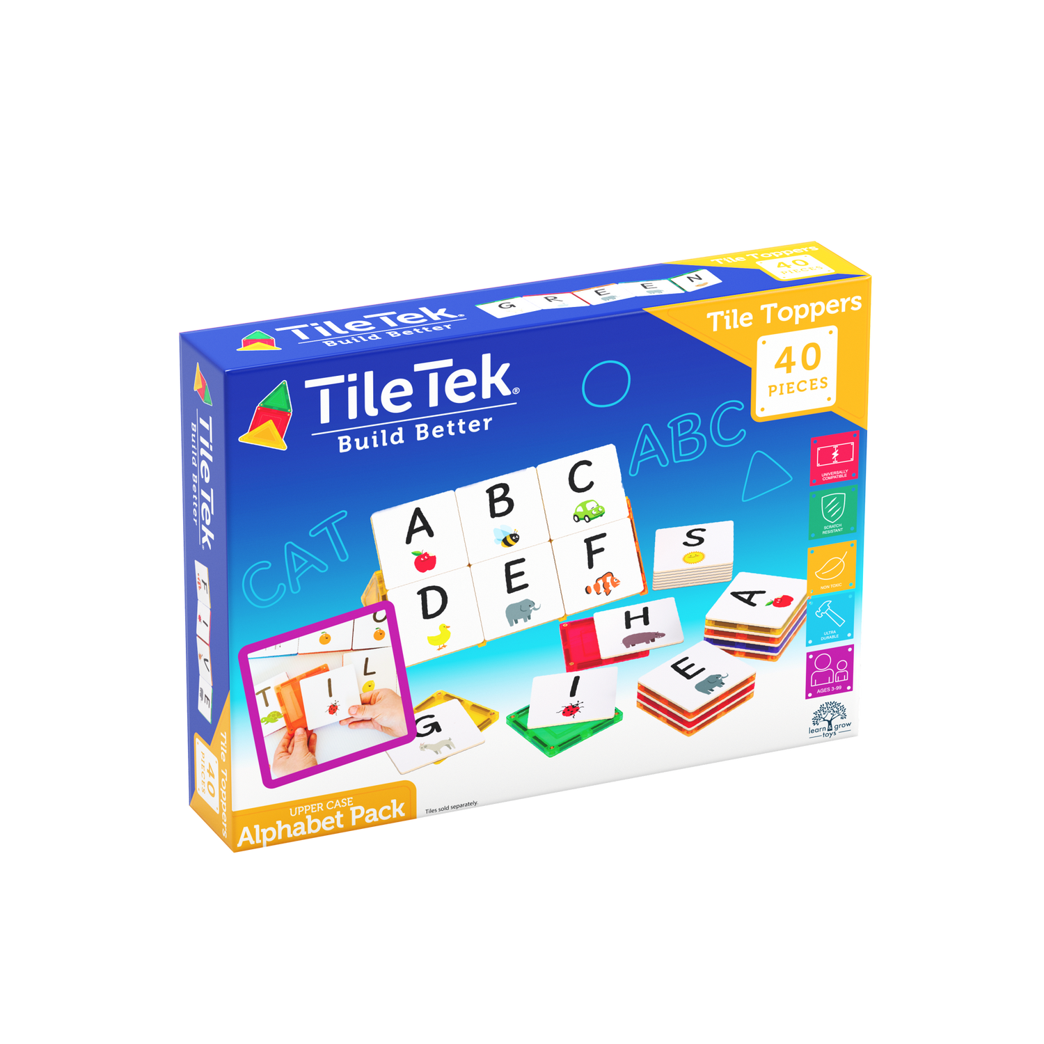 Learn & Grow Toys - Topper μαγνητικό πλακάκι - Πάνω θήκη Alphabet (40 τεμάχια)