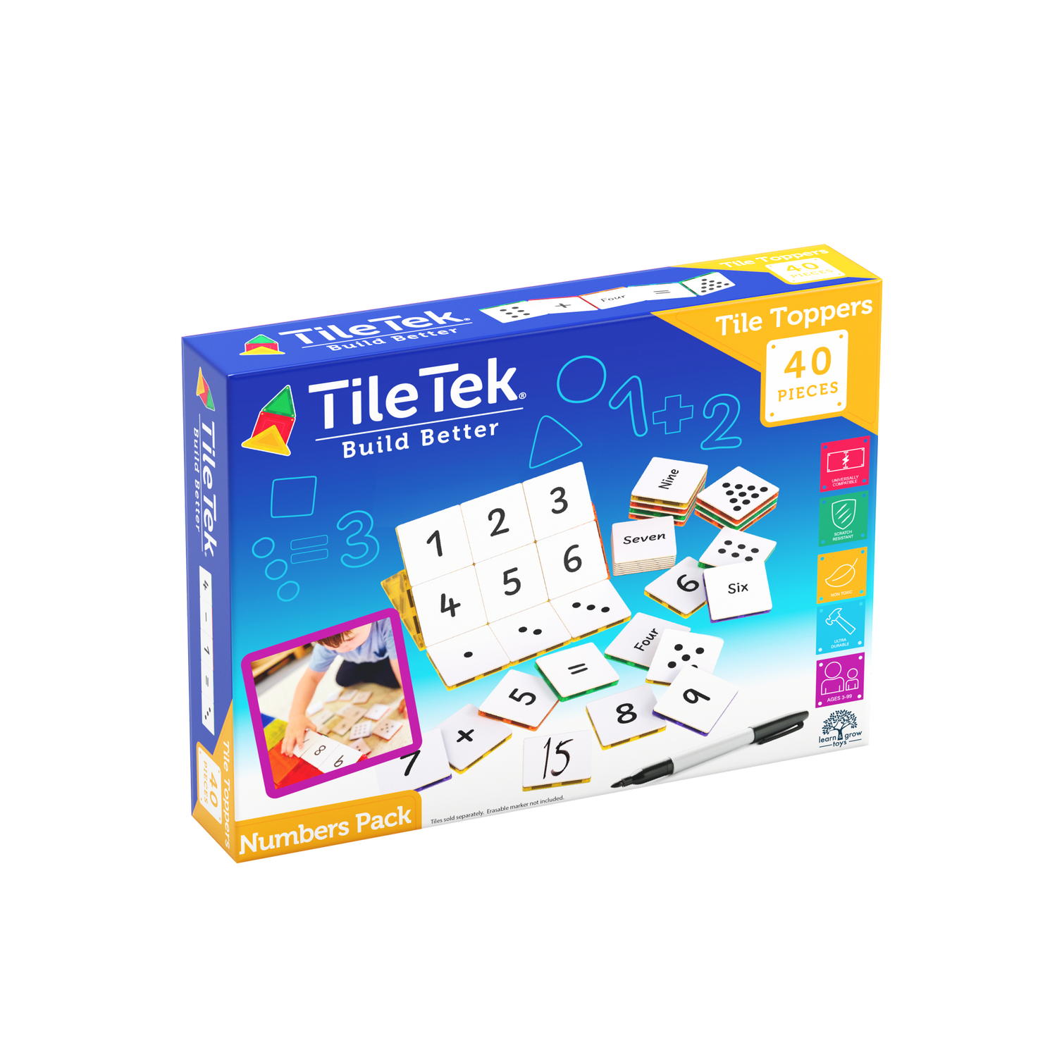 Learn & Grow Toys - Μαγνητικό Πλακάκι - Πακέτο αριθμητικής (40 τεμάχια)