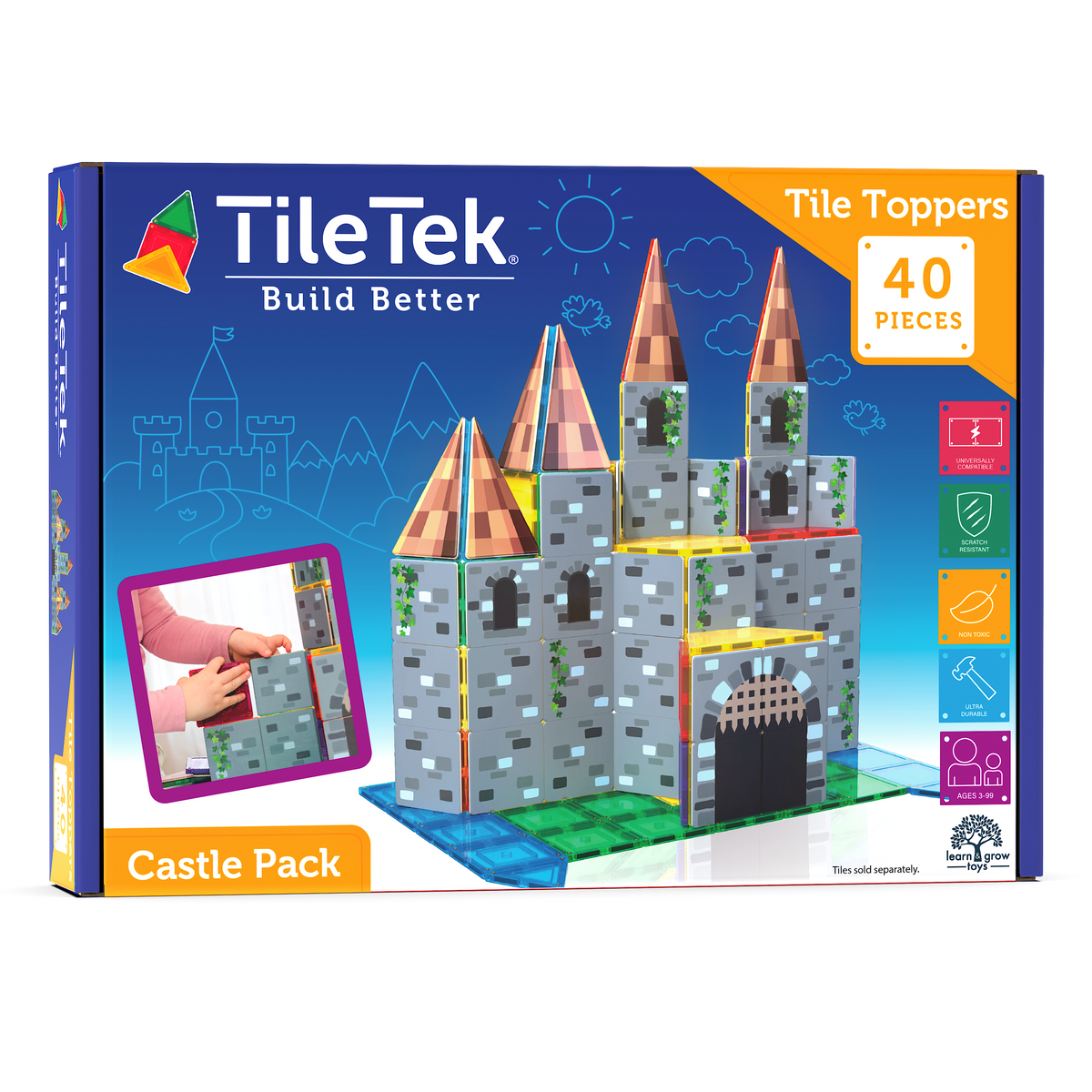 40 Pieces Tile Toppers Castle Pack - Product Packaging