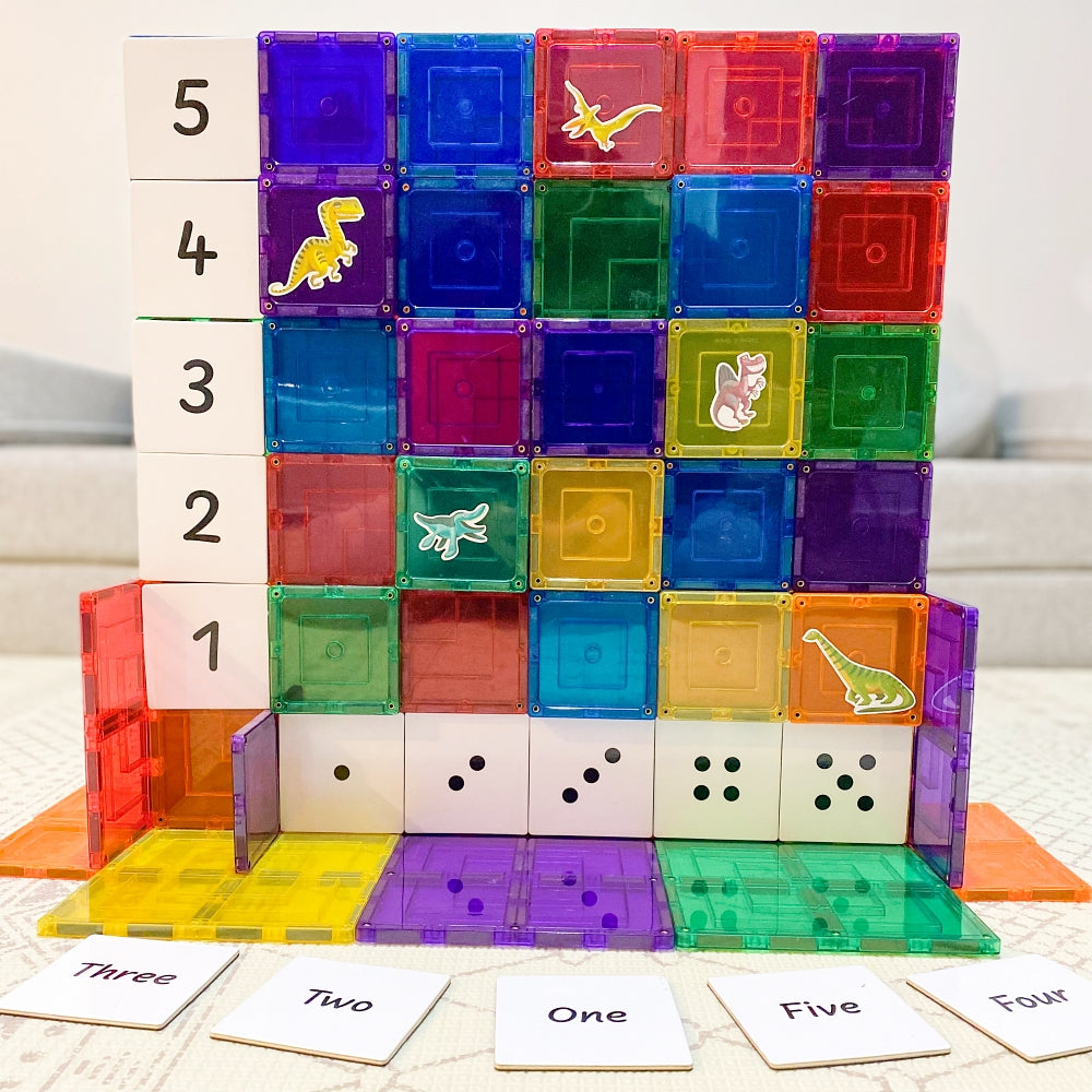 40 Pieces Tile Toppers Numbers Pack - Colourful Number Wall Construction