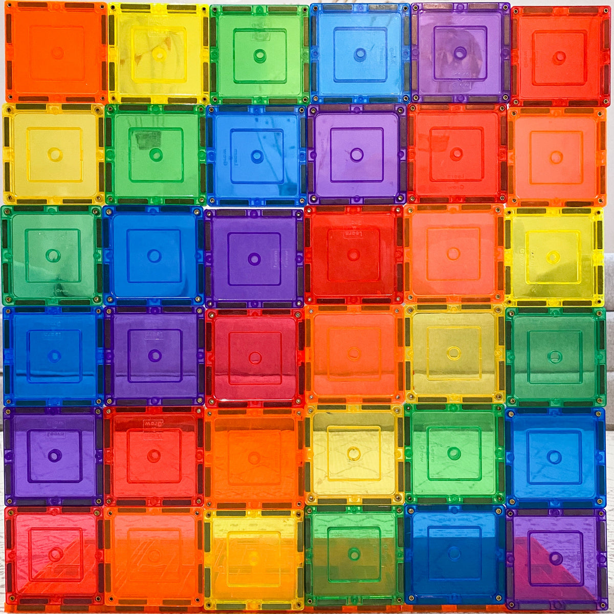 36 Pieces Square Tiles - Colourful Square Tile Arrangement