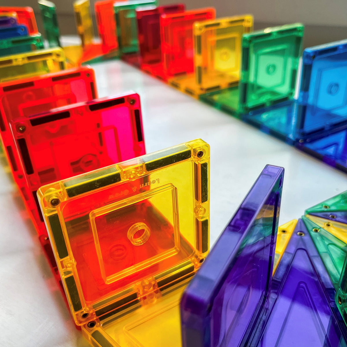 36 Pieces Square Tiles - Colourful Magnetic Tile Domino Setup