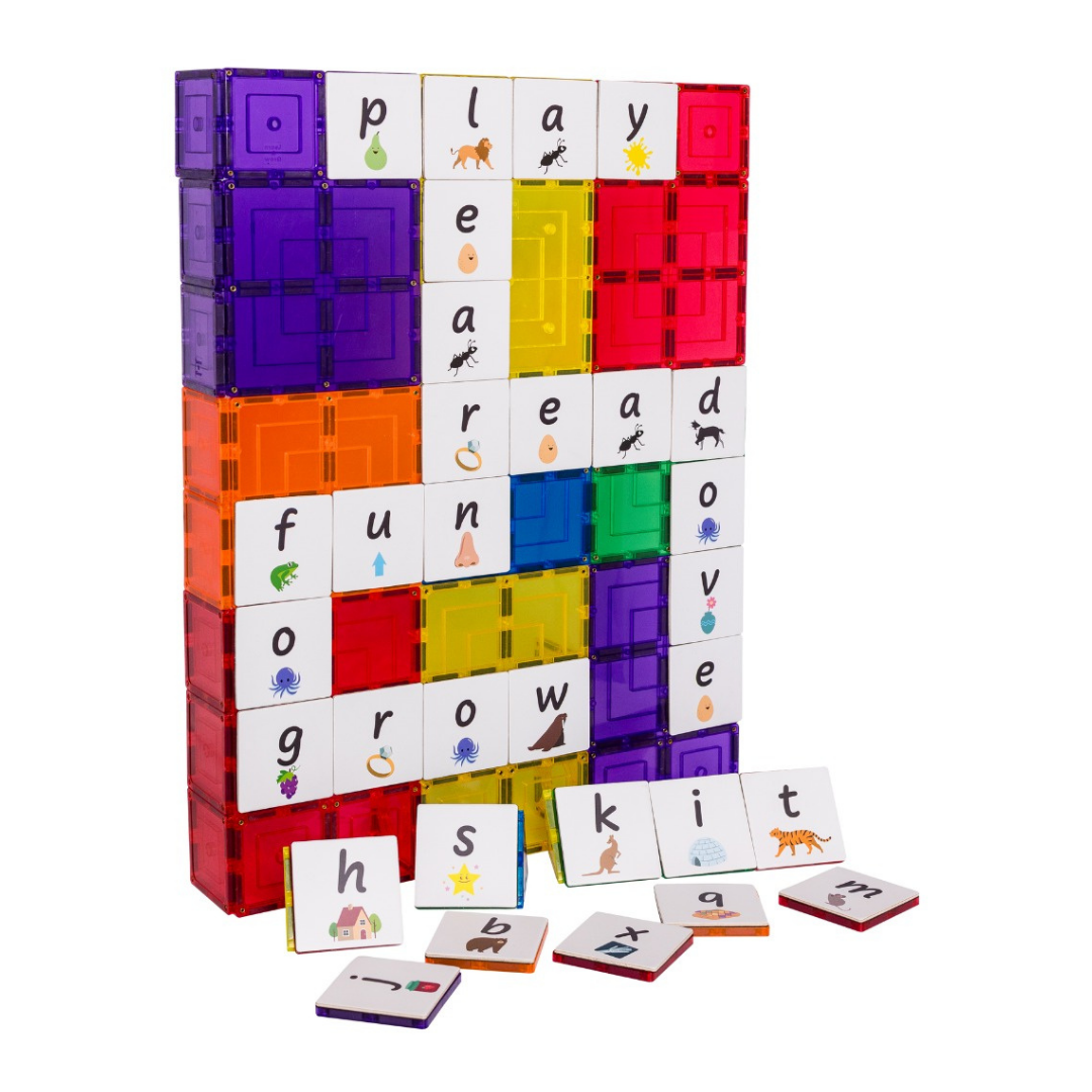 Learn & Grow Toys - Μαγνητικό Πλακάκι Επάνω μέρος - Πακέτο πεζών Alphabet (40 τεμάχια)