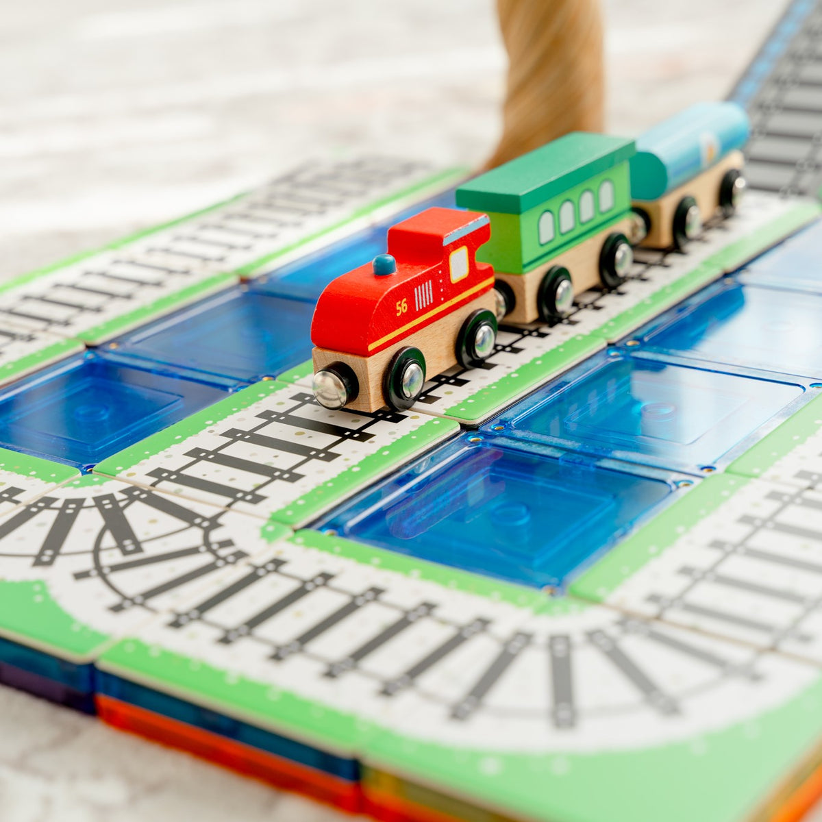 36 Pieces Tile Toppers Train Pack - Toy Train on Magnetic Train Tile Toppers