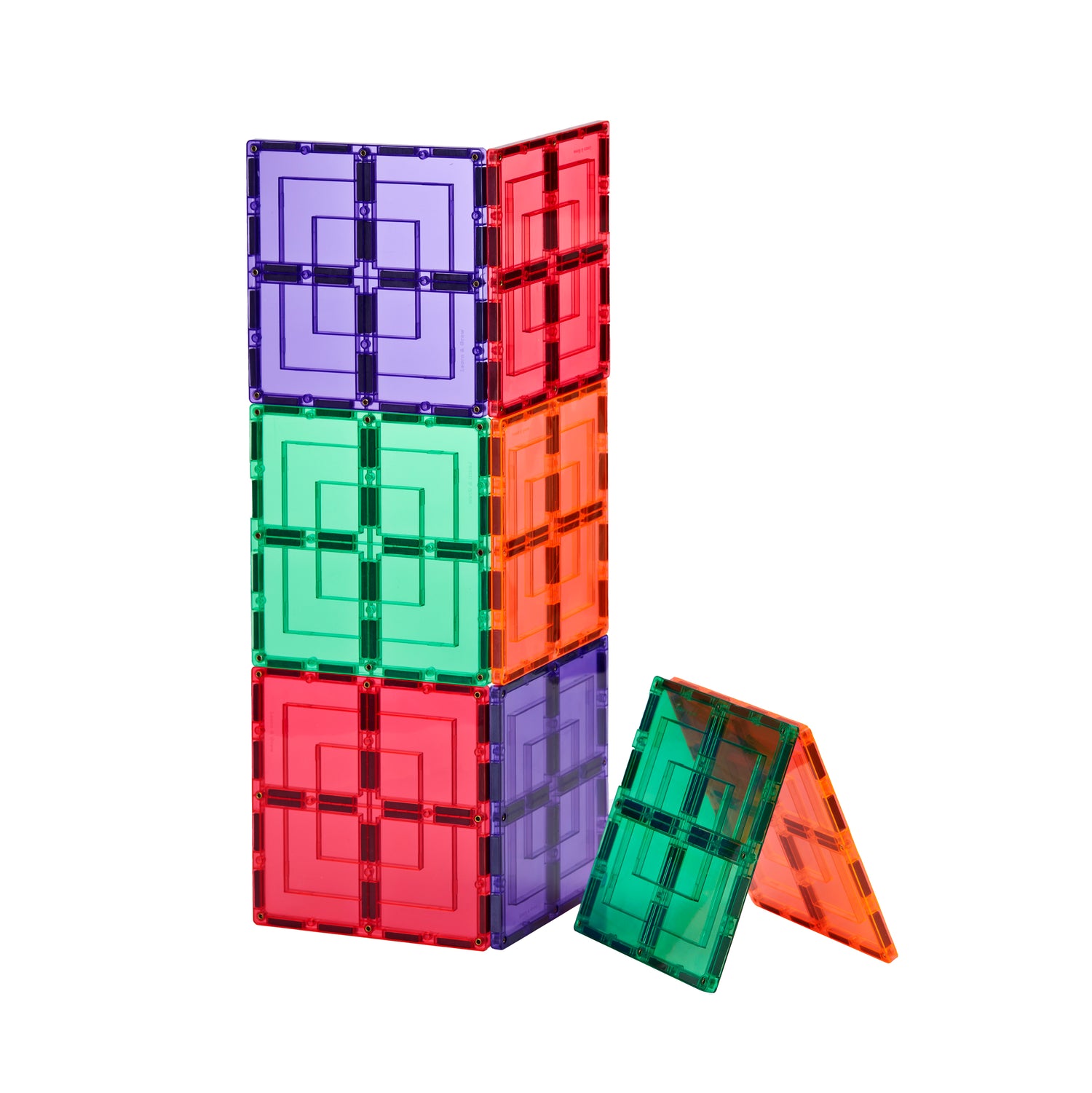 Learn & Grow Toys - Magnetic Tiles - Μεγάλη τετράγωνη συσκευασία (8 τεμάχια)