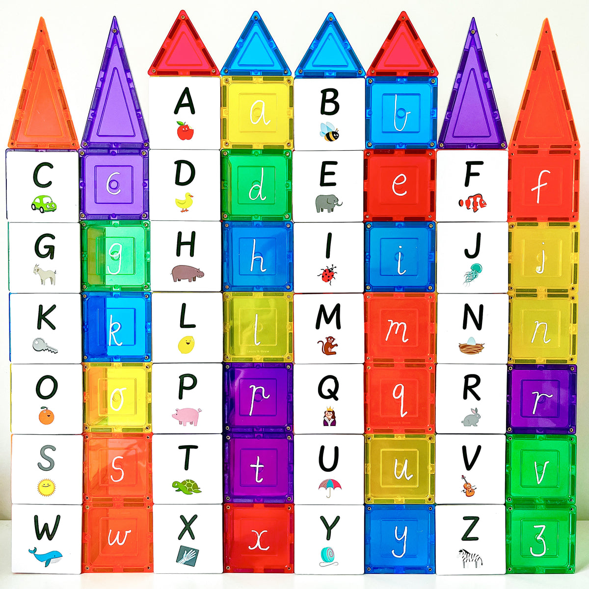 40 Pieces Tile Toppers Upper Case Alphabet Pack - Colourful Alphabet Wall Construction