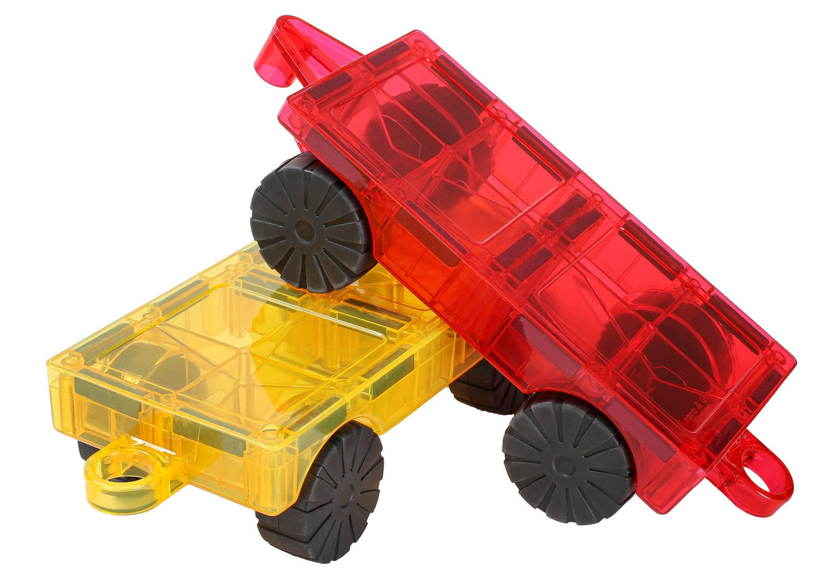 2 Pieces Car Base - Red & Yellow Magnetic Tile Car Bases