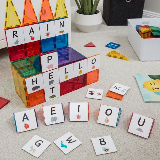 40 Pieces Tile Toppers Upper Case Alphabet Pack - Colourful Word Building Construction